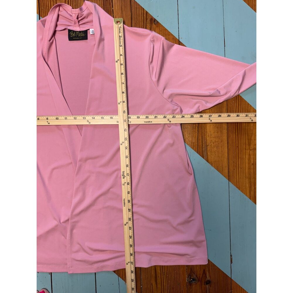 Bob Mackie Wearable Art Pink Open Front Cardigan 1X Soft Stretch Lightweight - Picture 5 of 6